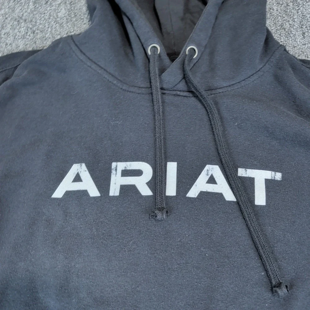 Ariat Western Americana Flag Graphic Hoodie Men Medium Black Pullover Sweatshirt